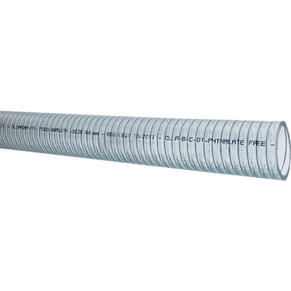 Clear hose with food quality steel spiral