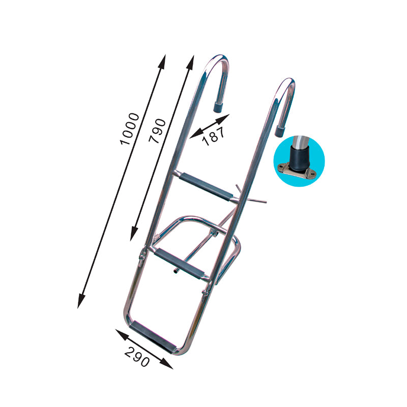 Bow ladder rf 2 steps L:920mm Brdr. 450 Pipe 25mm