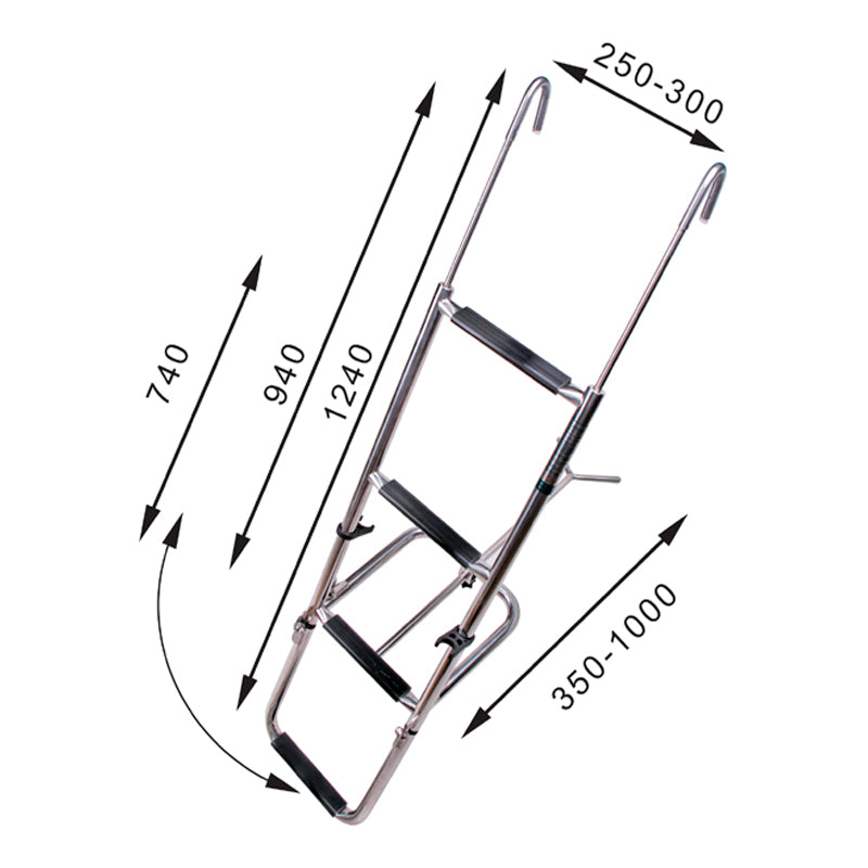 Bow ladder 3+1 step L. 740/1240mm