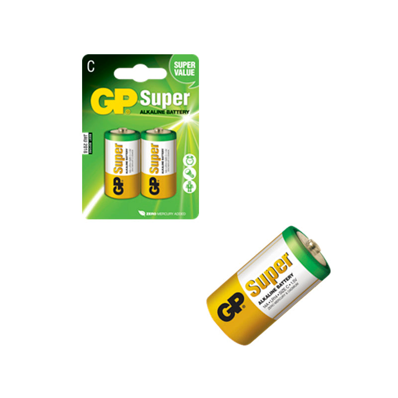 GP Super Alkaline  2-pak LR 14  -  C  1,5V    25,4x49,5mm