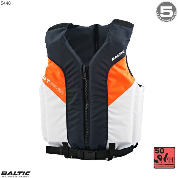 GT Retro sejlervest Hvid-Orange-Navy BALTIC 5440