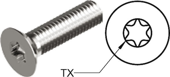 Maskinskrue rustfri m/torx (undersænket)