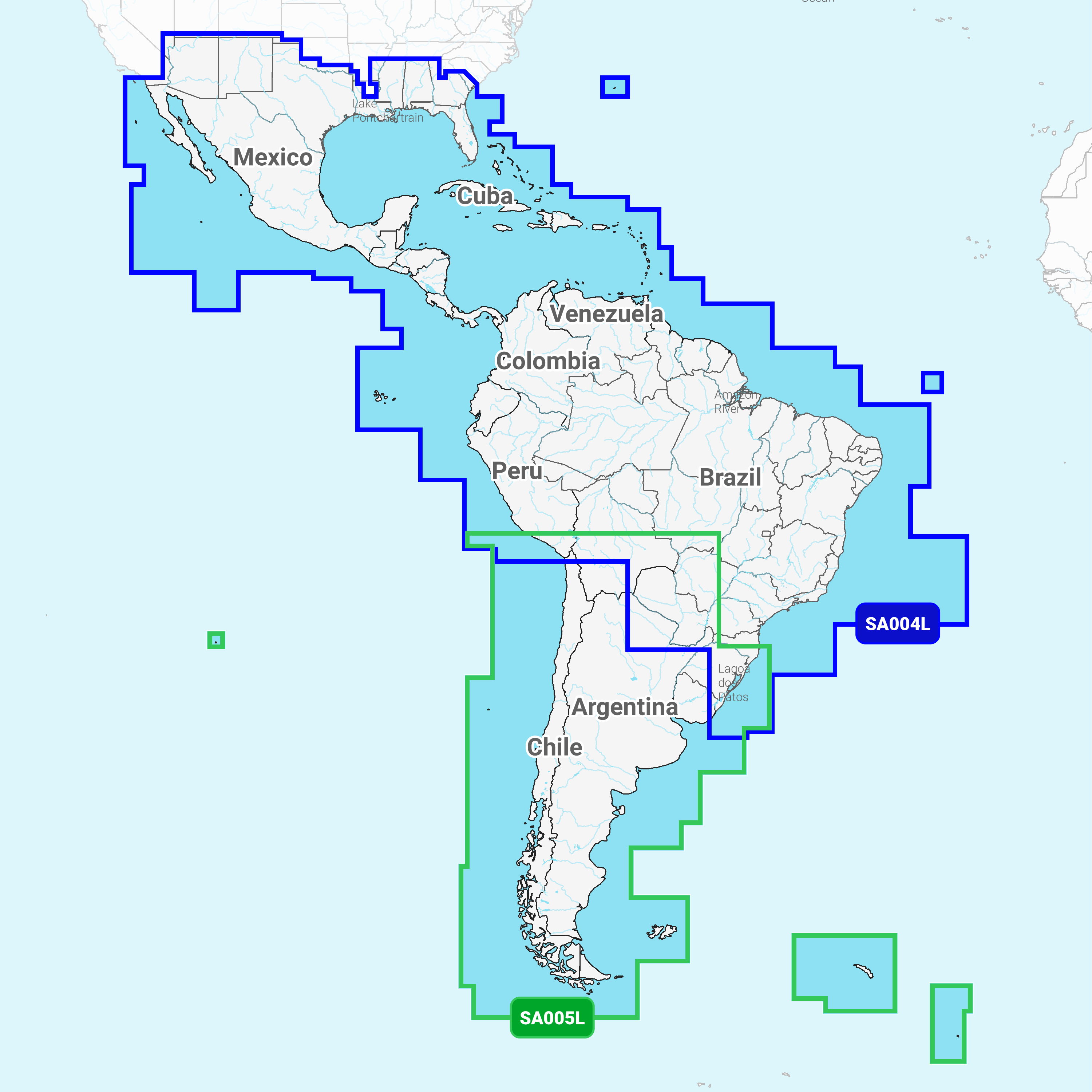 Garmin Mexico, Caribbean to Brazil - Inland and Coastal Charts 