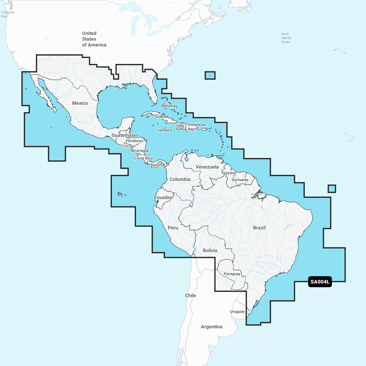 Garmin Mexico, Caribbean to Brazil - Inland and Coastal Charts 