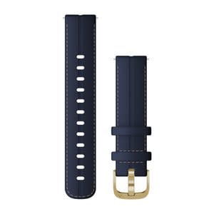 Garmin Quick Release-remme (18 mm), Navy læder, lys guld hardware