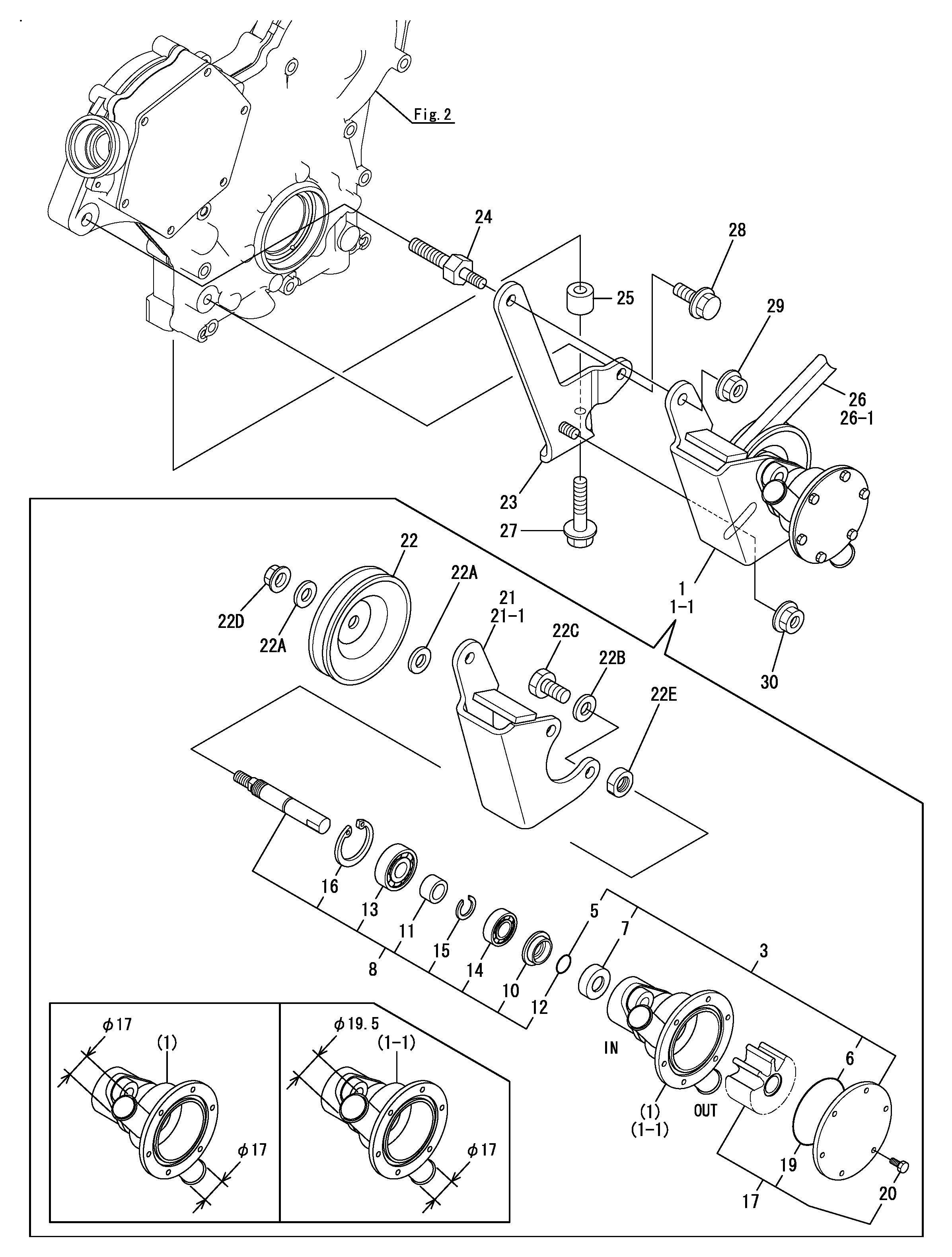 Akselsæt, vandpumpe