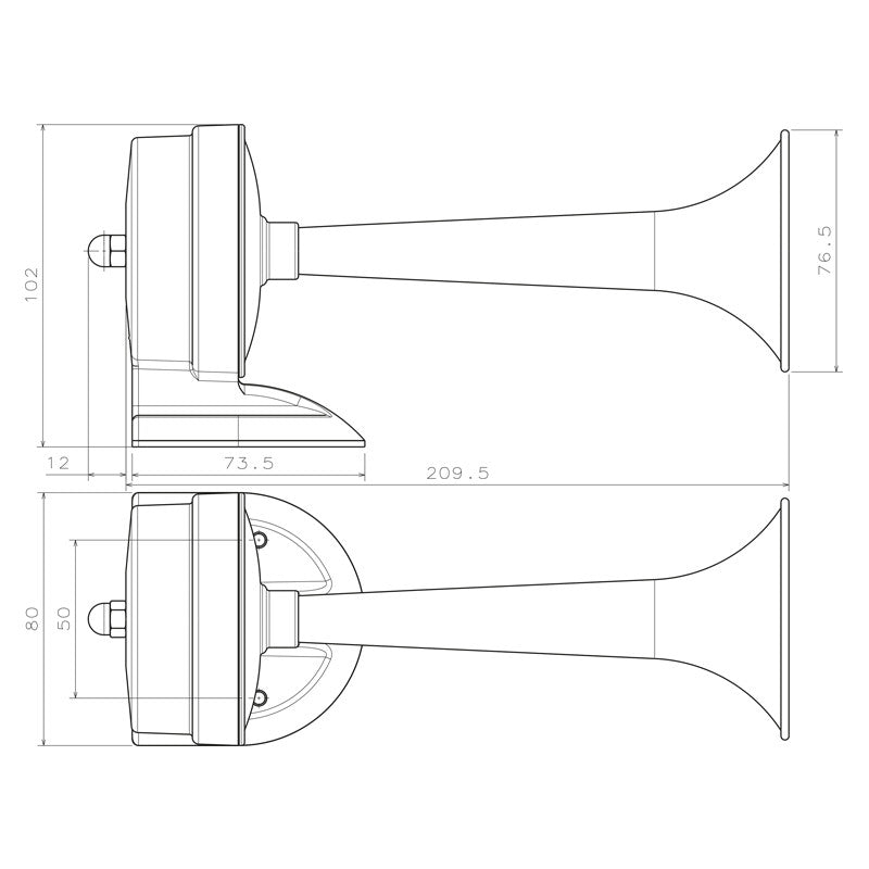 Trompethorn12V hvid