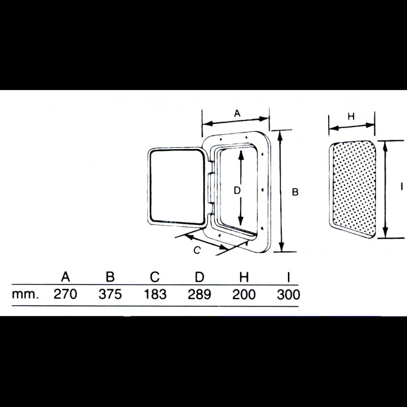 Nuova rade topline hatch white 270x370mm - hollow dimensions 200x300mm