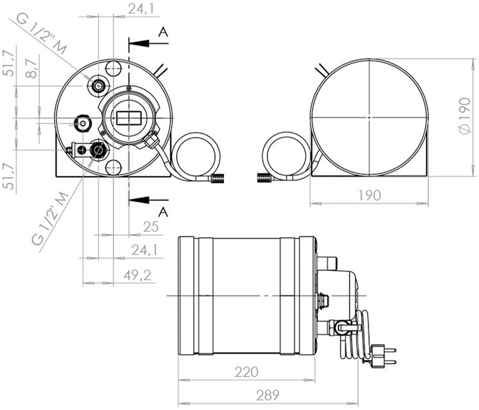 monoBOIL Electrical Hot Water Boiler 3L120V500W