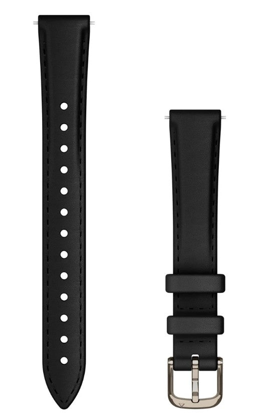 Lily&trade; remme (14 mm), sort italiensk læder med hardware i cremefarvet guld-tone