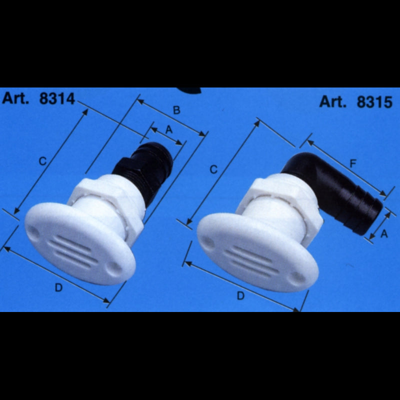 Tank vent. oval plastic straight