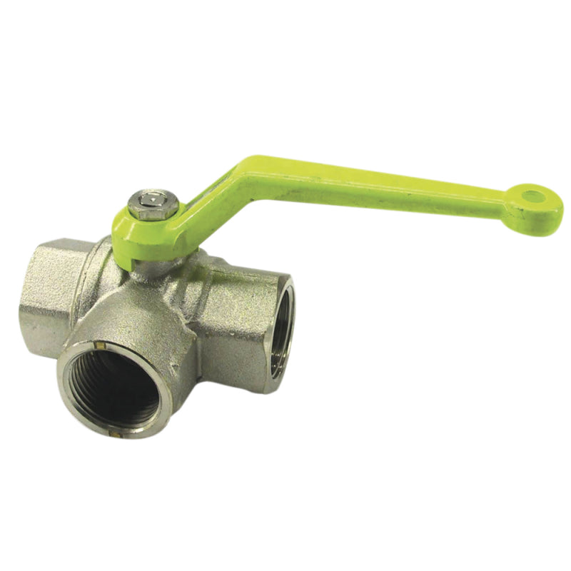 Ball valve. 3-way L, mess, 3/8'