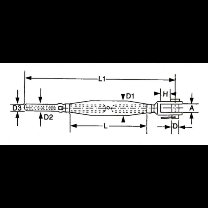 WATER SCREW AISI 316 TERMINAL/FORK 