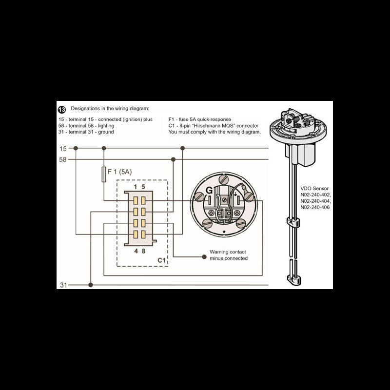 VDO Water sensor 80-600mm 12-24V