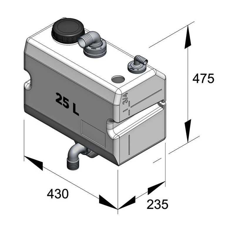 VETUS waste water tank bulkhead mounted 25 l