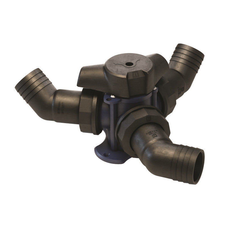 Three-way valve in plastic