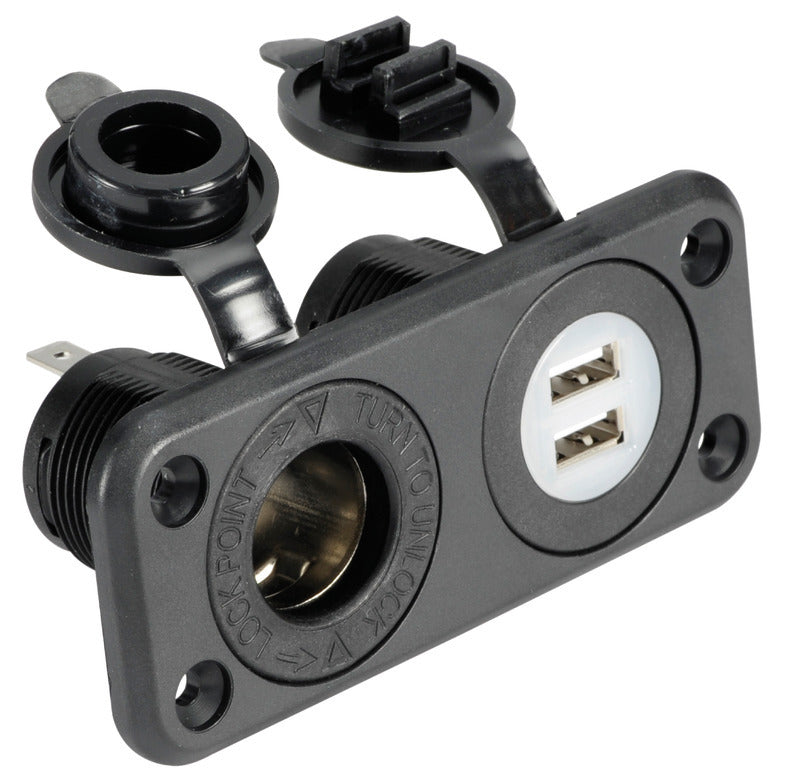 Lighter socket + double USB black